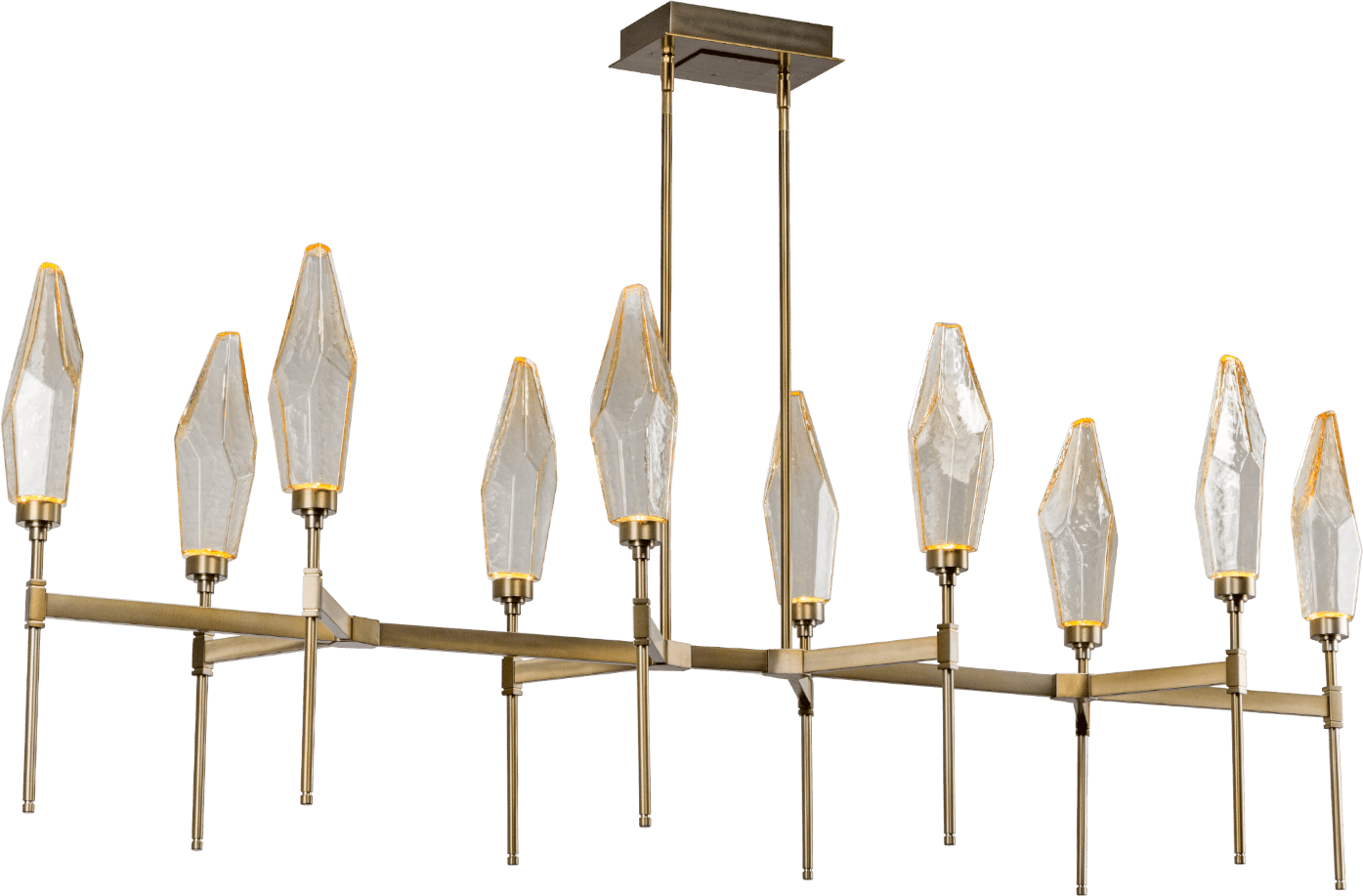 Rock Crystal 67" Wide 10 Light Hand Blown Glass Linear LED Chandelier