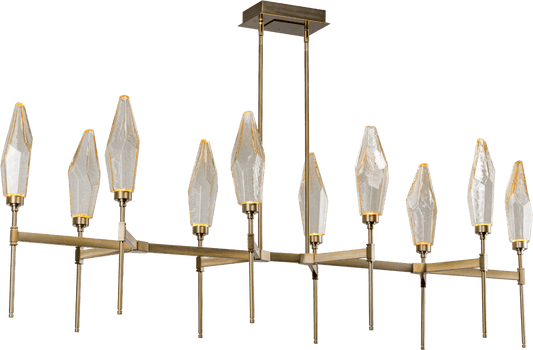 Rock Crystal 67" Wide 10 Light Hand Blown Glass Linear LED Chandelier