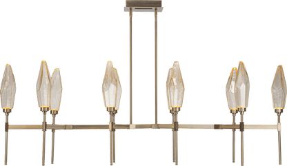Rock Crystal 67" Wide 10 Light Hand Blown Glass Linear LED Chandelier