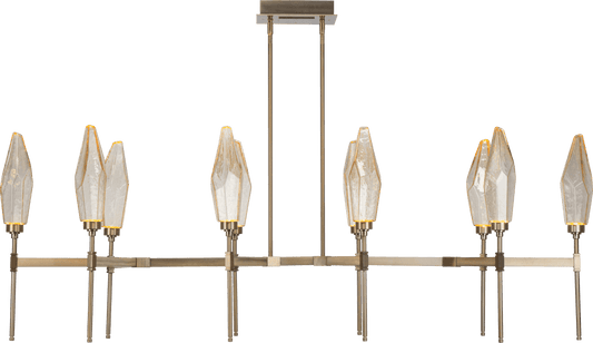 Rock Crystal 67" Wide 10 Light Hand Blown Glass Linear LED Chandelier