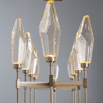Rock Crystal 67" Wide 10 Light Hand Blown Glass Linear LED Chandelier