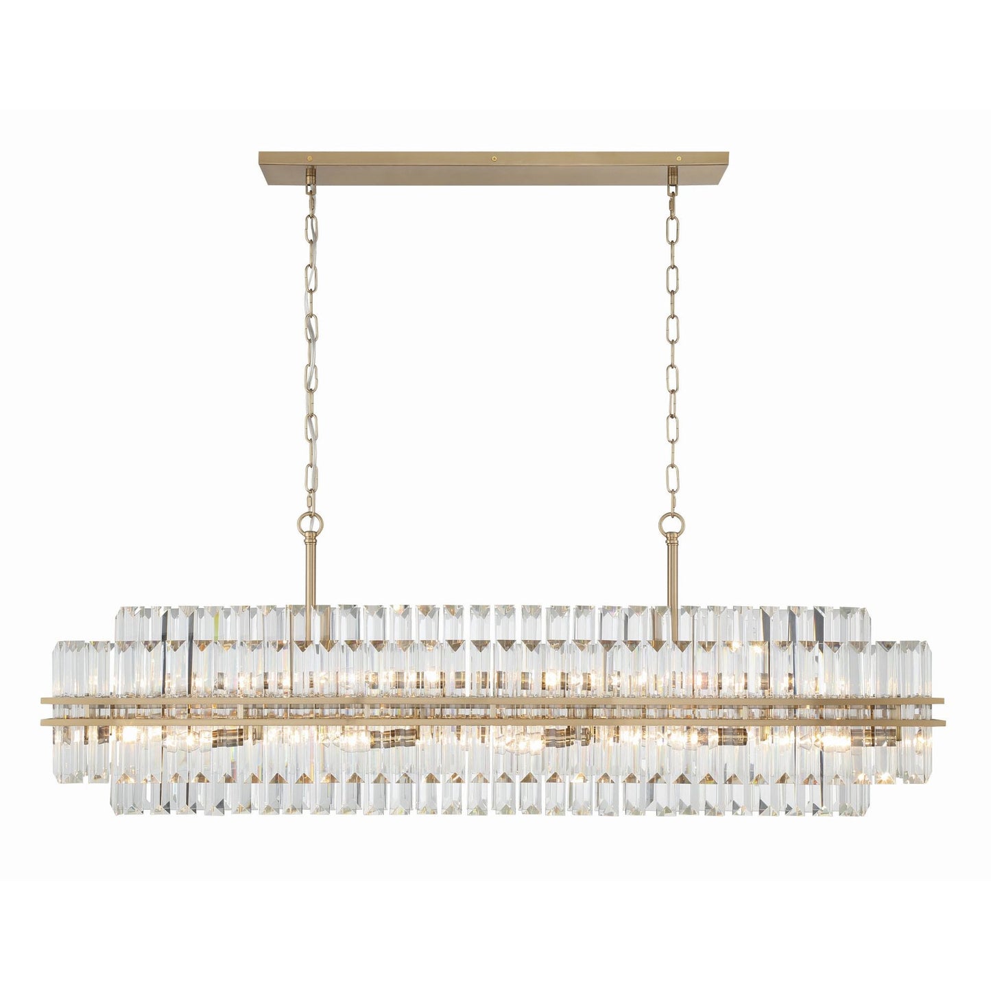 Hayes 50'' Aged Brass Linear Chandelier Gold 50"W x 18"H x 11"D
