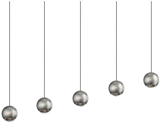 Hemisphere 15" 5 Light Natural Anodized Linear Pendant