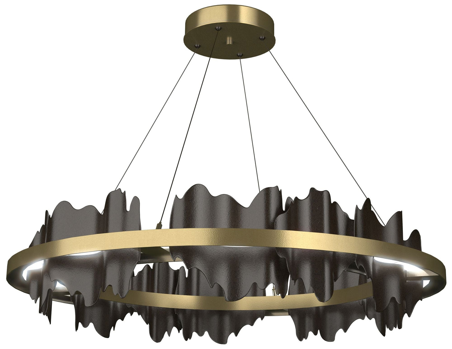Hildene 38"W Oil Rubbed Bronze Accented Circular Brass Standard LED Pendant
