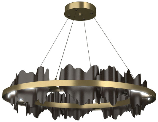 Hildene 38"W Oil Rubbed Bronze Accented Circular Brass Standard LED Pendant
