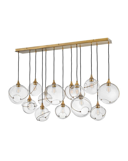 Skye 13 Light 60" Wide Linear Pendant with Glass Shades