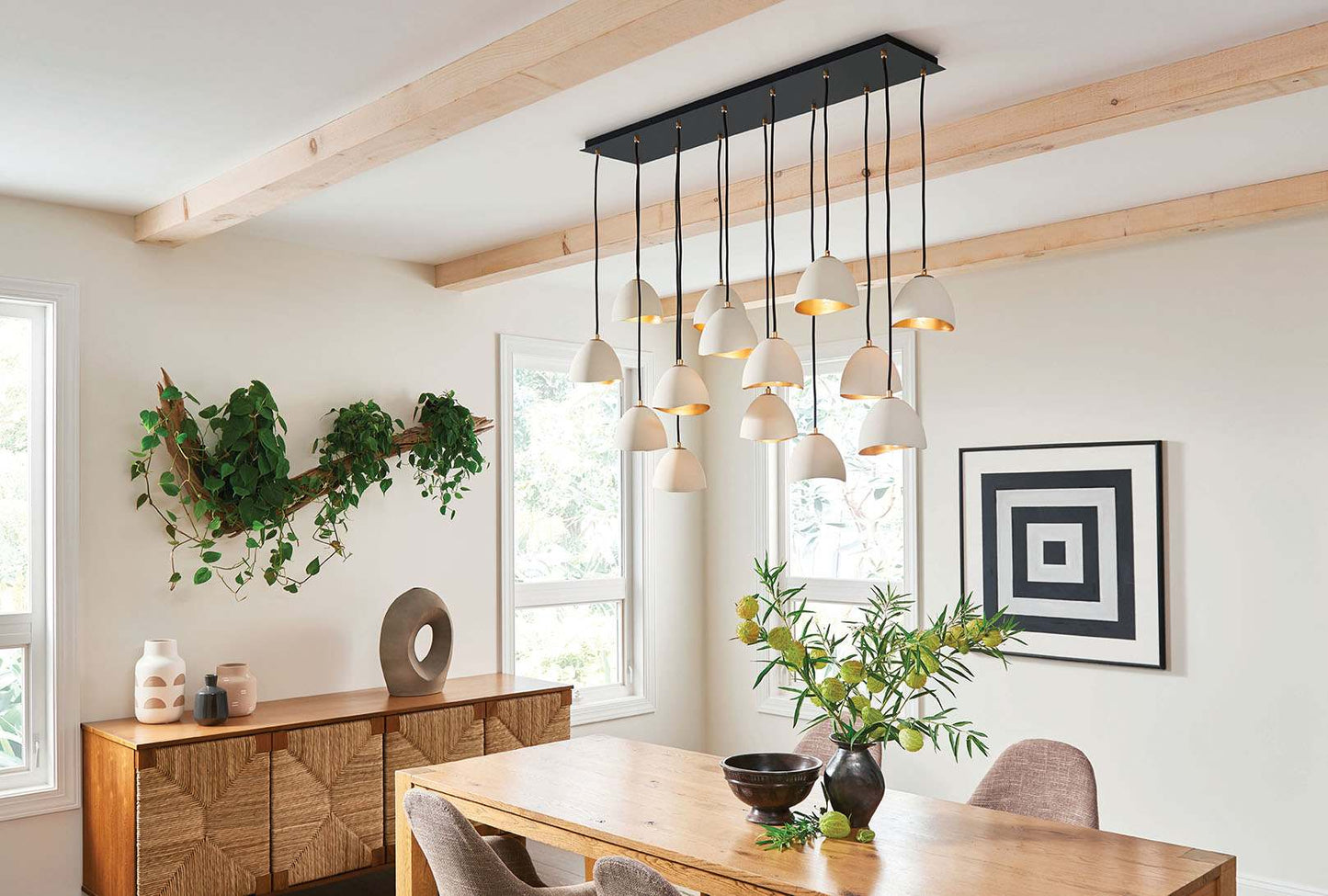 Nula 14 Light 49" Wide Lisa McDennon Mixed Metal Linear Multi Light Pendant