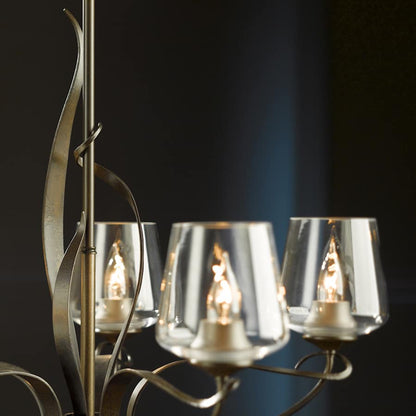 Hubbardton Forge Flora 5 Light 27" Wide Taper Candle Chandelier with Customizable Glass Shade