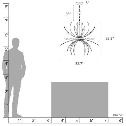 Hubbardton Forge Dahlia 6 Light 33" Wide Taper Candle Style Chandelier