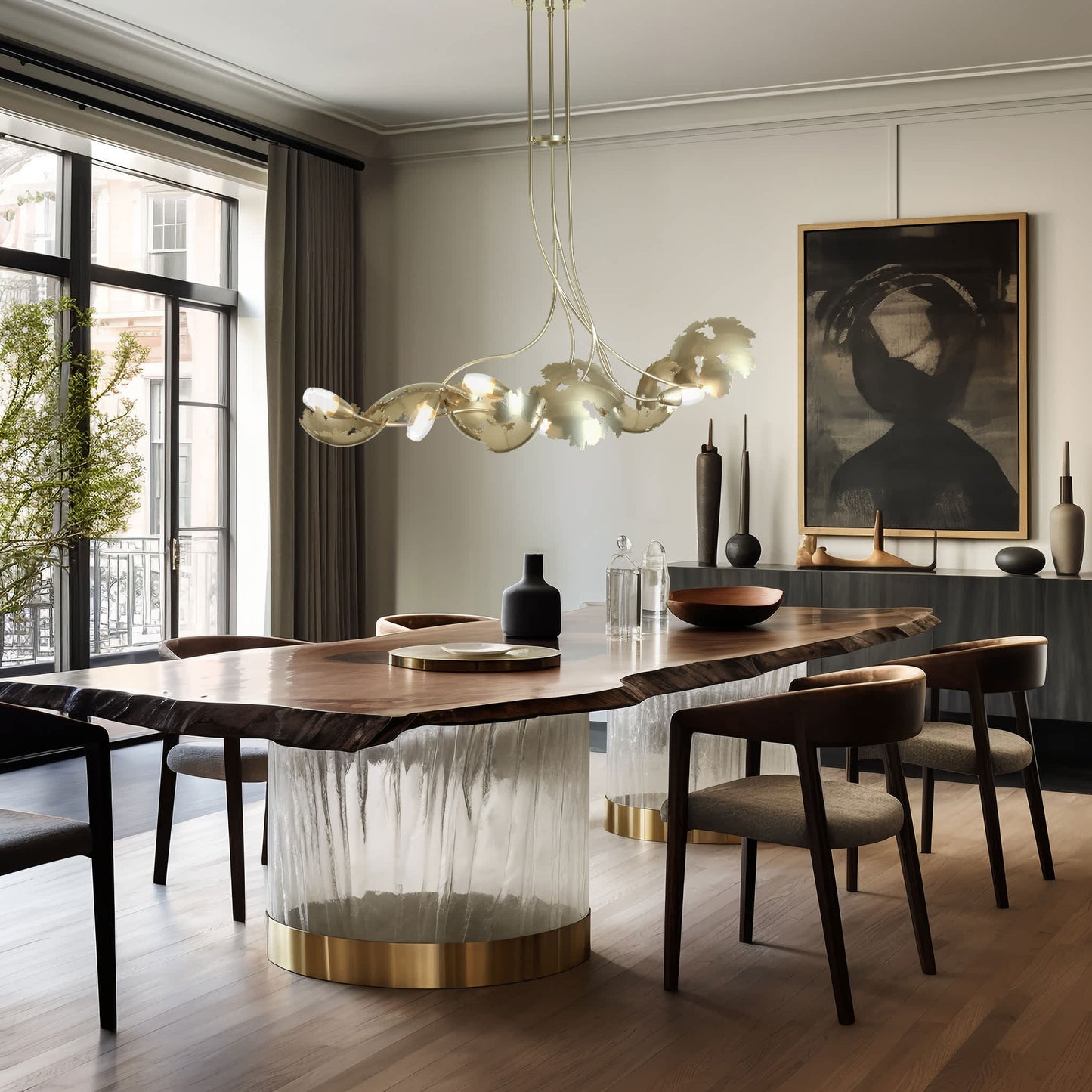 Pangea 6 Light 48" Wide Abstract Linear Pendant