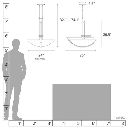 Hubbardton Forge Ondrian 3 Light 26" Wide Pendant