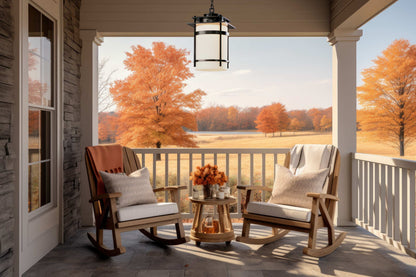Banded 14" Wide Semi-Flush Outdoor Pendant