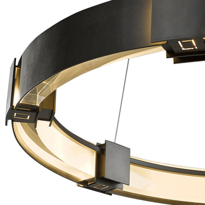 Hubbardton Forge Aura Pendant 28.9" Dark Smoke Glass Ring Pendant