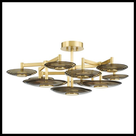 Griston 9 Light 44" Wide LED Semi-Flush Bowl Ceiling Fixture