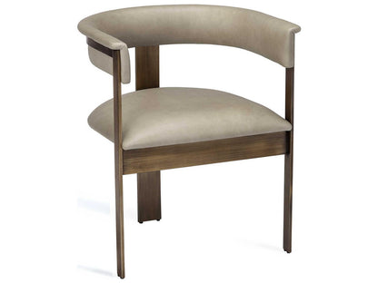Darcy Upholstered Leather Dining Armchair in Antique Bronze and Fawn Taupe