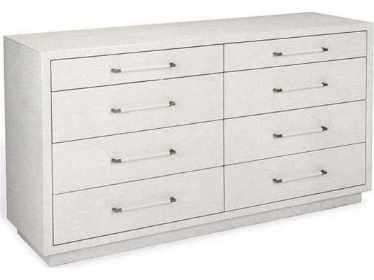 Taylor 8-Drawer Faux Linen Dresser in Natural White and Champagne Silver