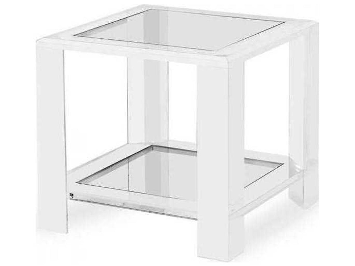 Surrey Square Clear Acrylic and Glass Side Table