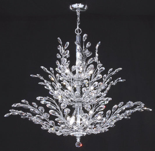 James R. Moder Florale 38" Wide Silver and Crystal Leaf Chandelier