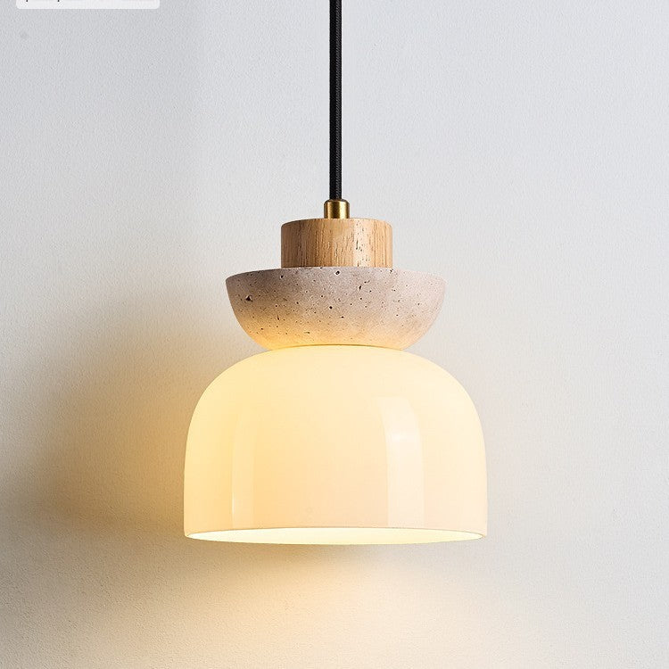 Japanese Cream Wooden Pendant Droplight