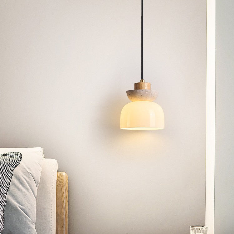Japanese Cream Wooden Pendant Droplight