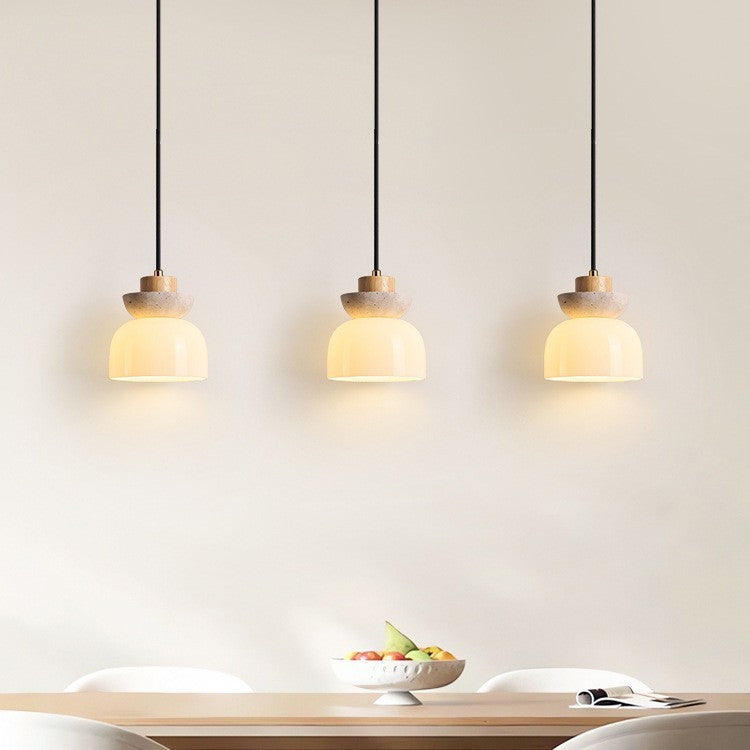 Japanese Cream Wooden Pendant Droplight