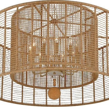 Jayna 42 3/4" Wide Silver Natural Jute 12-Light Modern Drum Chandelier