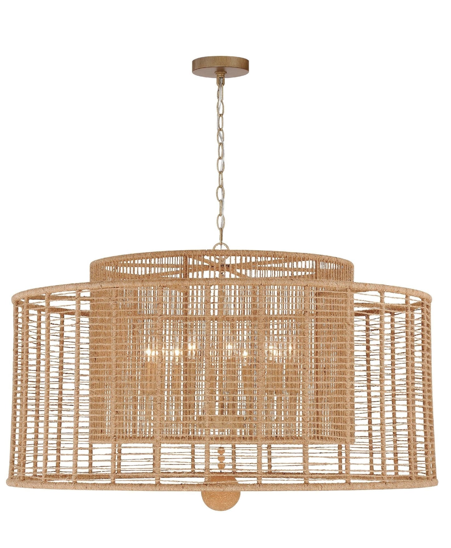 Jayna 42 3/4" Wide Silver Natural Jute 12-Light Modern Drum Chandelier