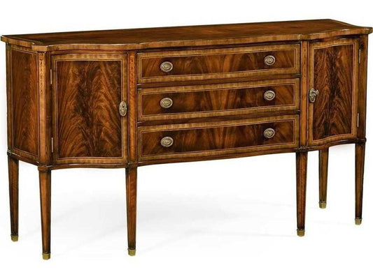 Buckingham Acacia Wood Antique Mahogany Sideboard with Curved Doors