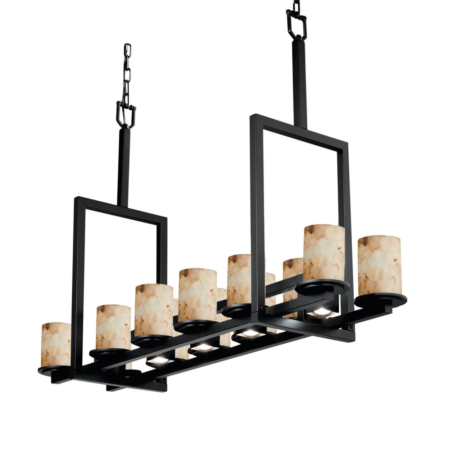 Alabaster Rocks! 12 Light 13" Wide Pillar Candle Chandelier - Tall Variation