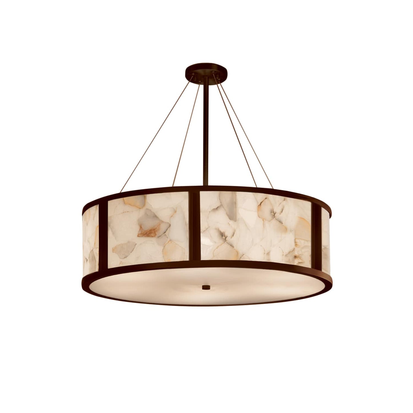 Alabaster Rocks 8 Light 48" Wide Drum Chandelier with Shaved Alabaster Rock Cast Resin Shade