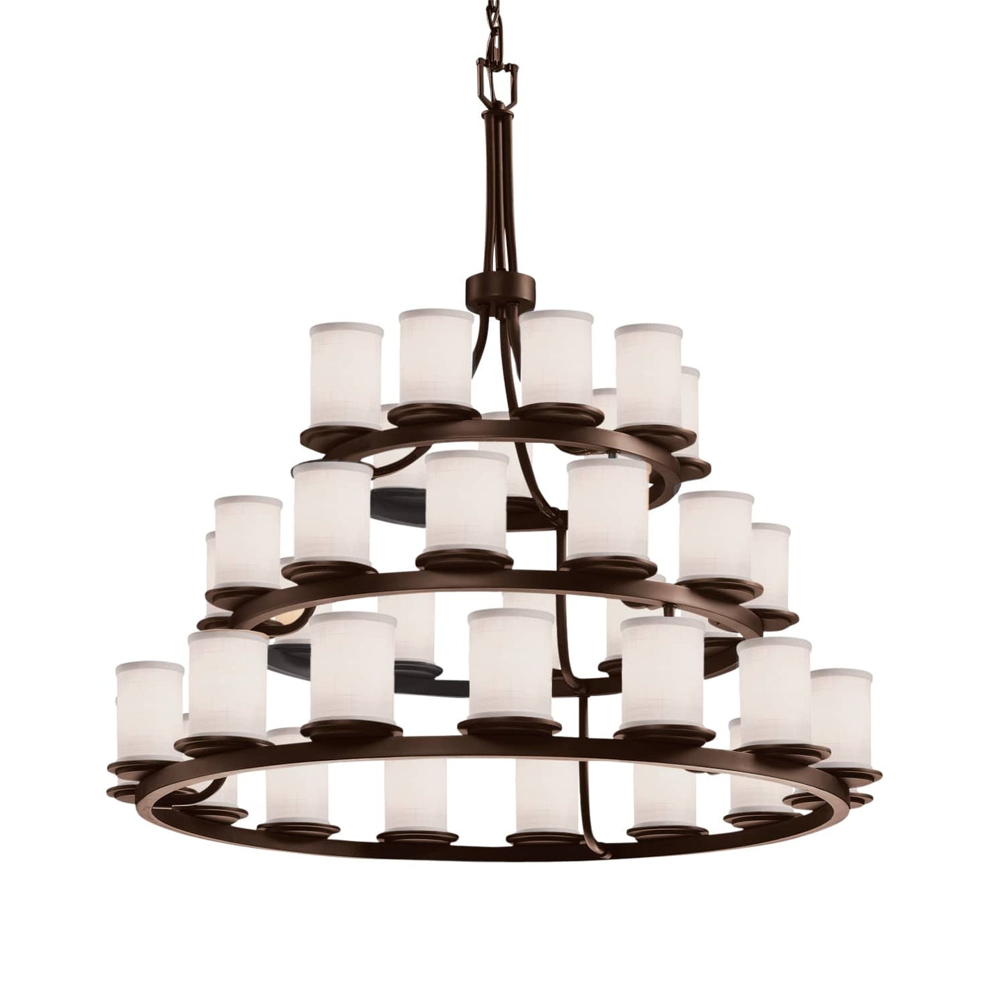 Textile 36 Light 42" Wide Pillar Candle Style Chandelier with White Fabric Shades