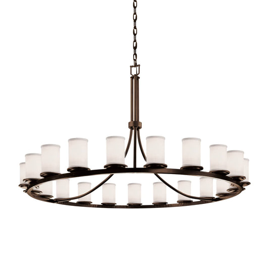 Textile 21 Light 60" Wide Pillar Candle Style Chandelier with White Fabric Shades