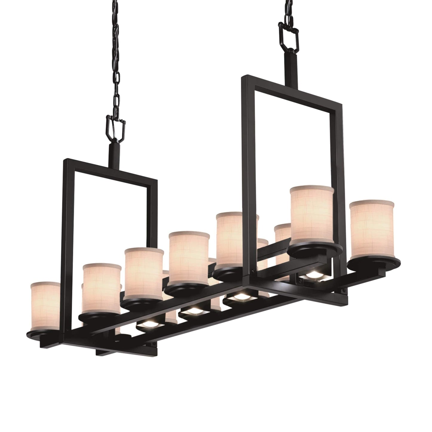 Textile 12 Light 13" Wide Pillar Candle Chandelier - Short Variation