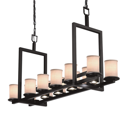 Textile 12 Light 13" Wide Pillar Candle Chandelier - Short Variation