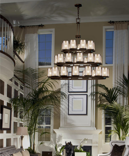 Fusion 36 Light 42" Wide Pillar Candle Style Chandelier with Mercury Glass Shades