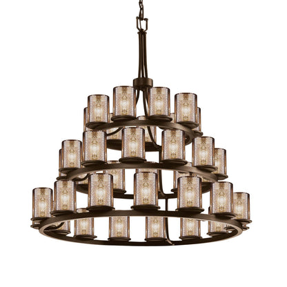 Fusion 36 Light 42" Wide Pillar Candle Style Chandelier with Mercury Glass Shades