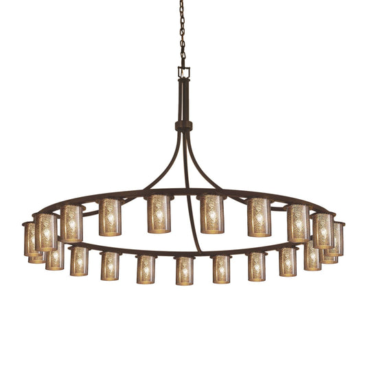 Fusion 21 Light 60" Wide Ring Chandelier with Mercury Glass Shades