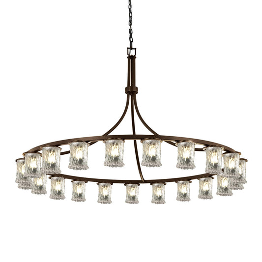 Veneto Luce 21 Light 60" Wide Ring Chandelier with Clear Rippled Glass Shades