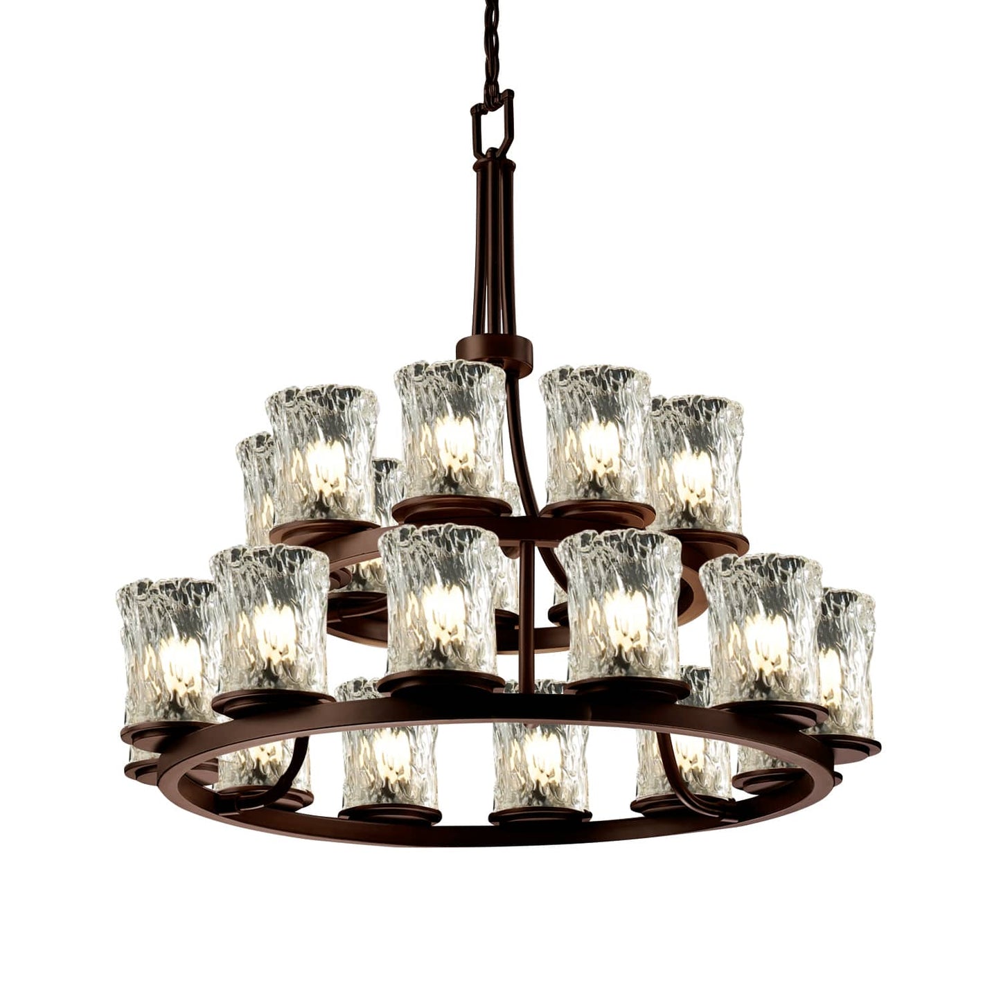 Veneto Luce 21 Light 33" Wide Candle Style Chandelier with Clear Textured Glass Shades