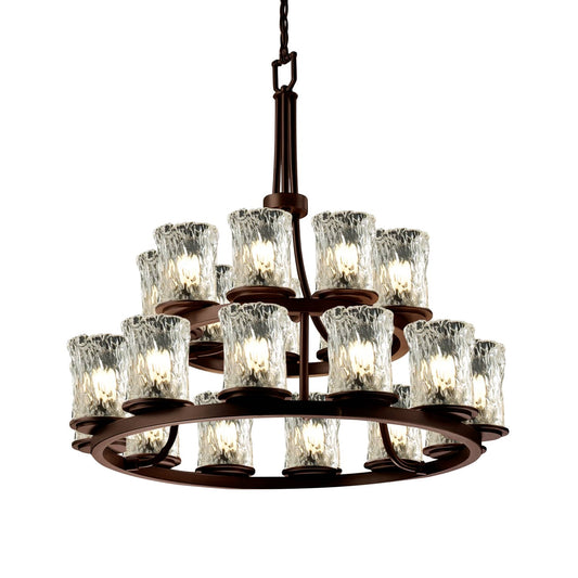 Veneto Luce 21 Light 33" Wide Candle Style Chandelier with Clear Textured Glass Shades