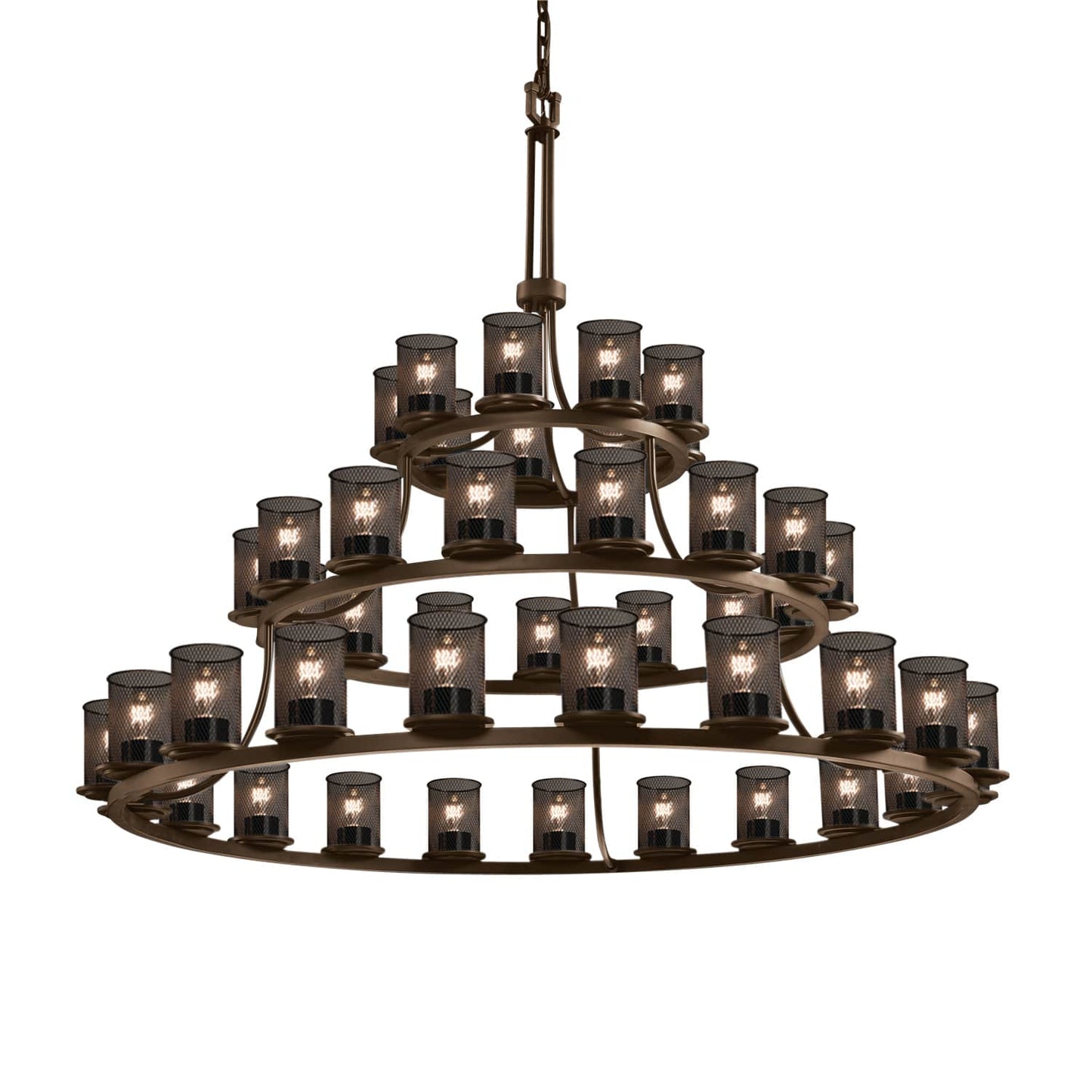 Wire Mesh 45 Light 60" Wide Pillar Candle Ring Chandelier with Wire Mesh Shades