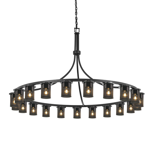 Wire Mesh 21 Light 60" Wide Ring Chandelier with Wire Mesh Shades