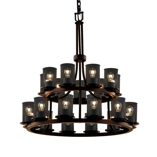 Wire Mesh 21 Light 33" Wide Pillar Candle Style Chandelier with Wire Mesh Shades