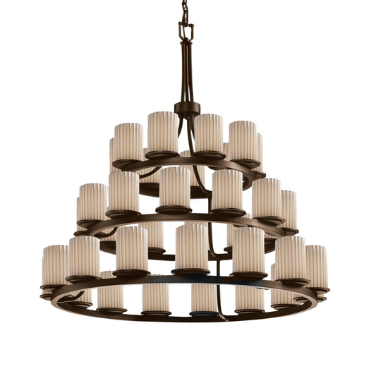 Limoges 36 Light 42" Wide Candle Style Chandelier with Porcelain Pleated Shades