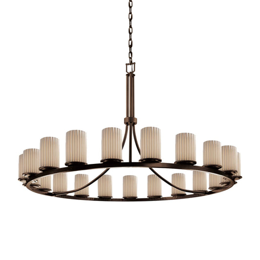 Limoges 21 Light 60" Wide Candle Style Chandelier with Porcelain Pleated Shades