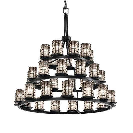 Wire Glass 36 Light 42" Wide Pillar Candle Style Chandelier with Clear, Bubble Glass Shades
