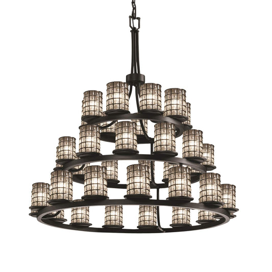 Wire Glass 36 Light 42" Wide LED Pillar Candle Chandelier