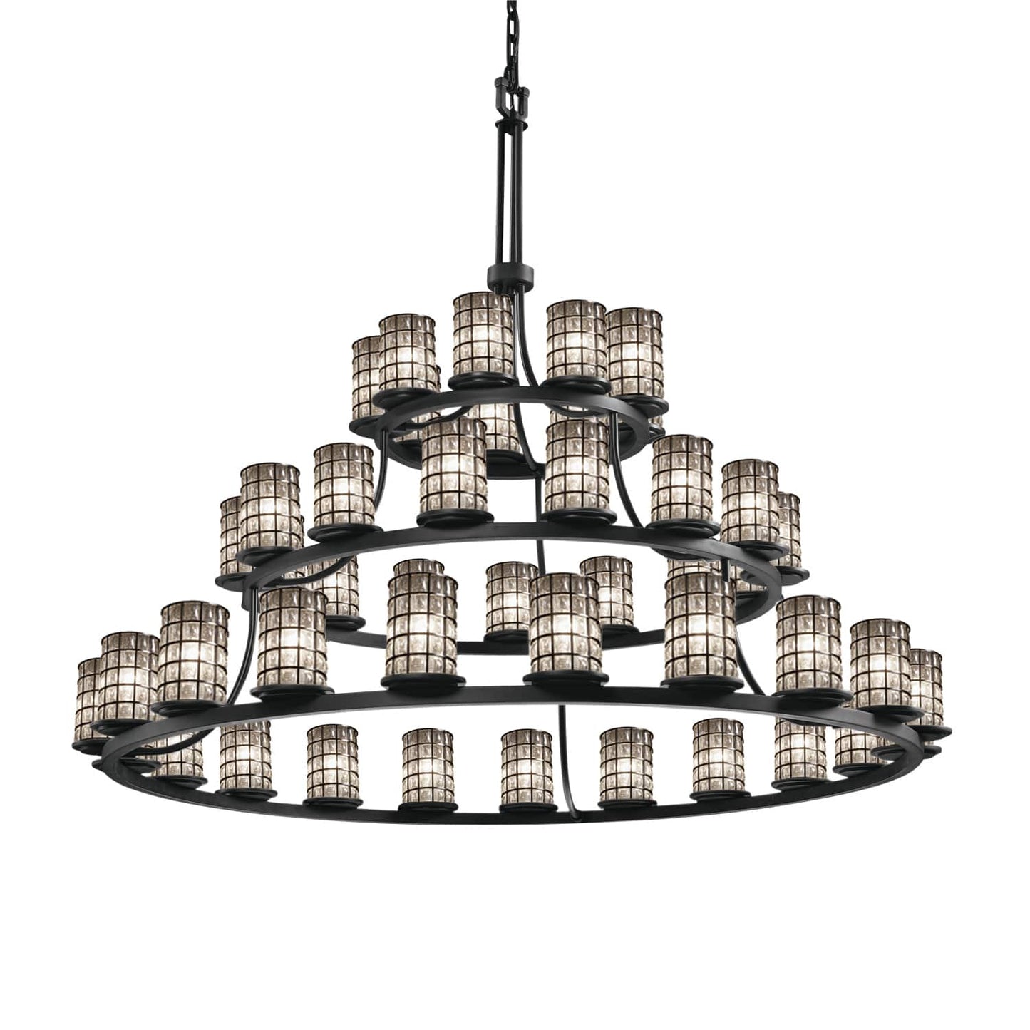 Wire Glass 45 Light 60" Wide Pillar Candle Style Chandelier with Clear, Bubble Glass Shades