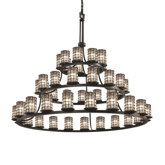 Wire Glass 45 Light 60" Wide LED Pillar Candle Chandelier