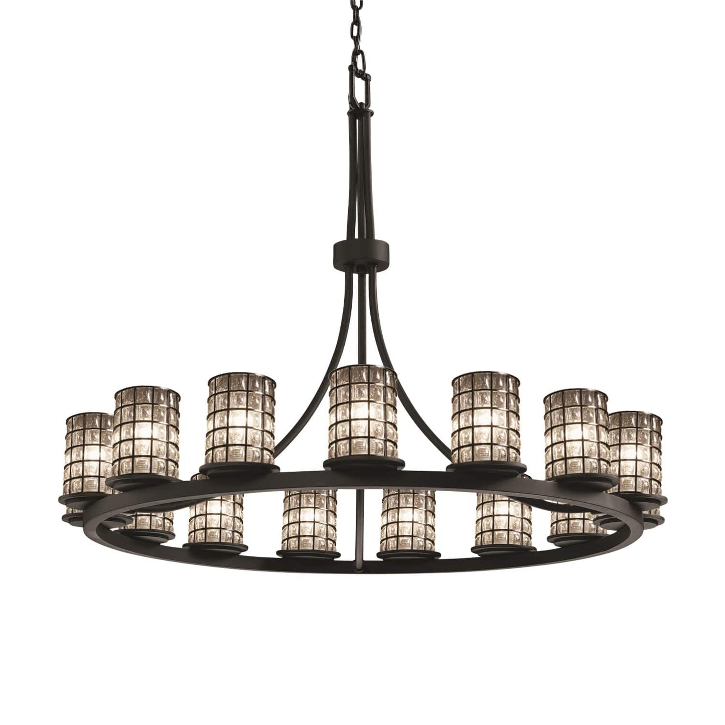 Wire Glass 15 Light 42" Wide LED Pillar Candle Chandelier